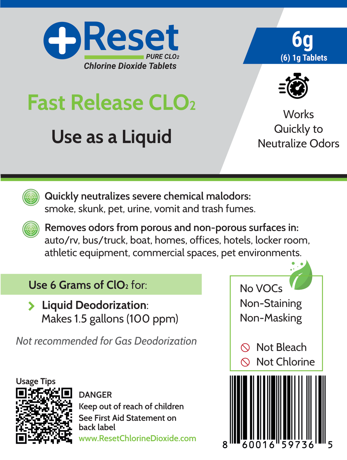 Reset Blue Pak 6g front label