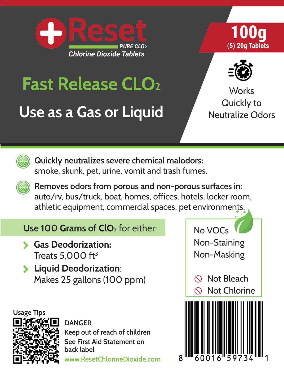 Reset Red Pak 100g front label