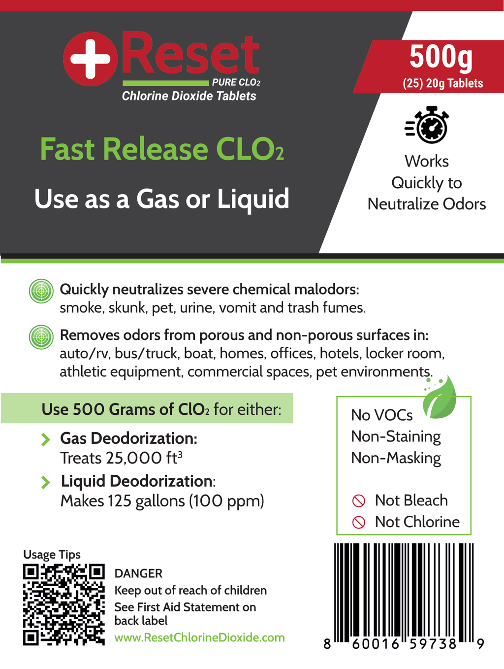 Reset Red Pak 500g front label