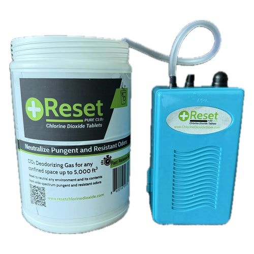 Reset Fast Gas bundle up to 5,000 ft³ — container, Red tablets and Reset aerator