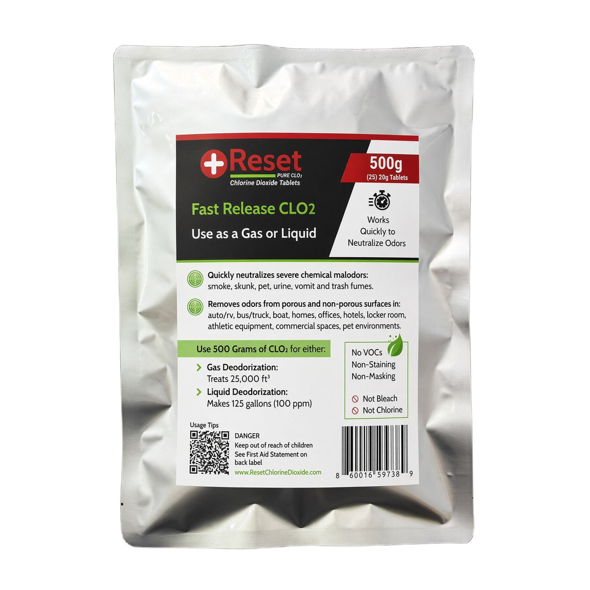 Reset Red Pak 500g foil pouch — (25) 20g fast release tablets