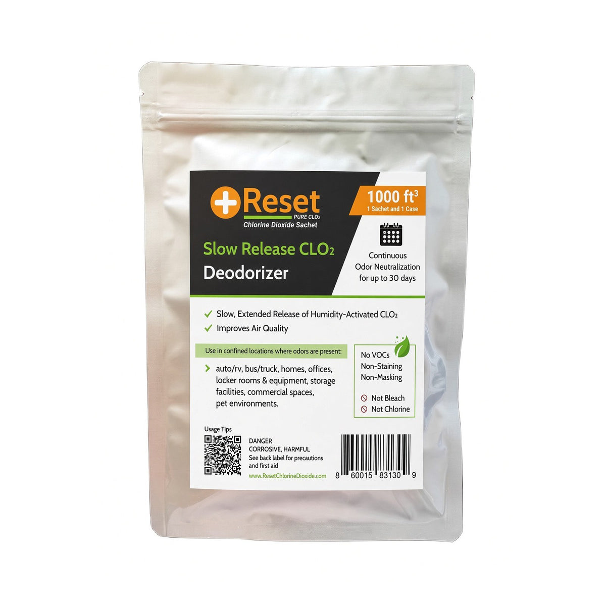 Reset Slow Release 1,000 ft³ — 1 sachet and 1 case
