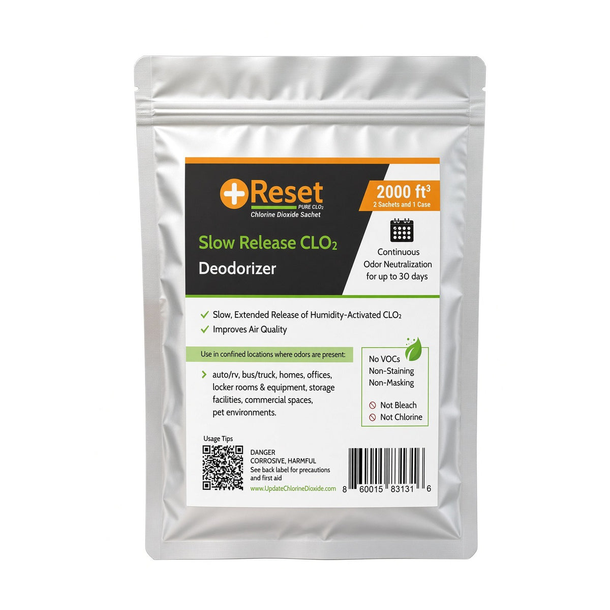Reset Slow Release 2,000 ft³ — 2 sachets and 1 case